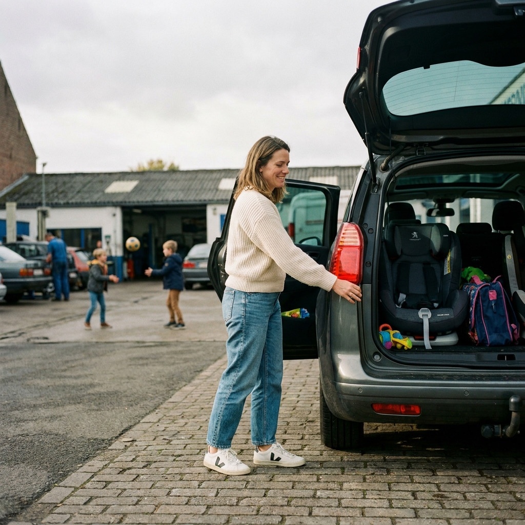 Gezin met MPV en kinderen