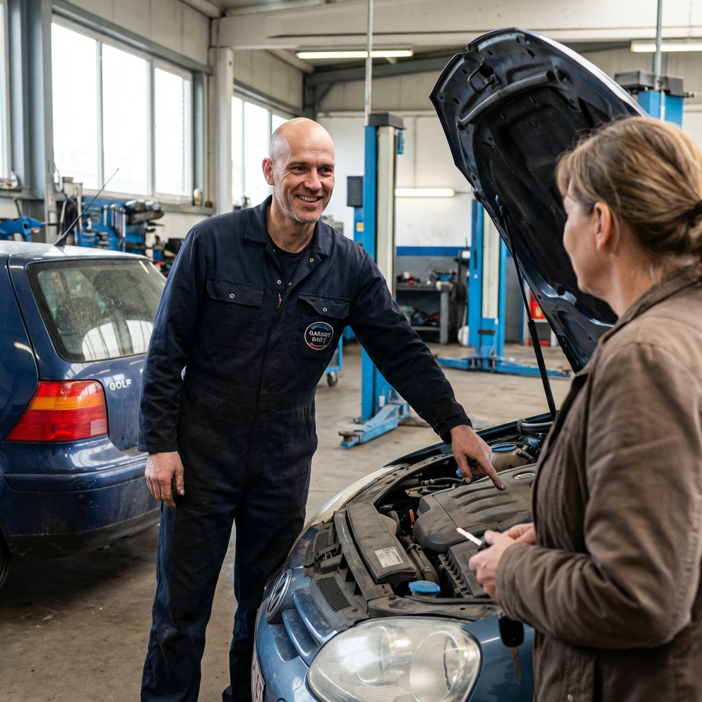 Davy legt pre-keuring-bevindingen uit aan klant
